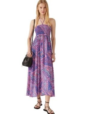 ba&sh Purple Printed Halter Maxi Dress